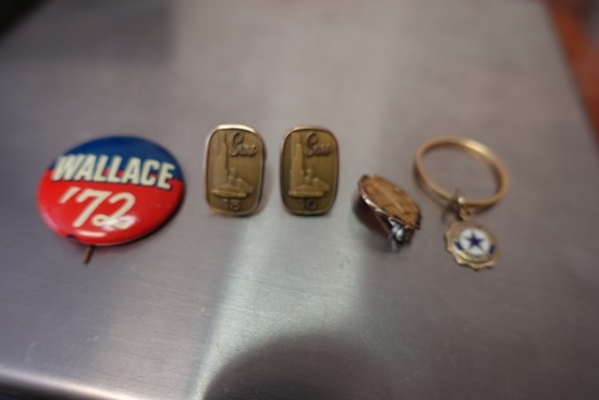 SEARS 10 KT GOLD PINS 10 AND 15 YR AMERICAN LEGION PENDANT WALLACE PIN