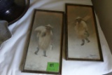 TWO ORIENTAL WATER COLOR FRAMED UNDER GLASS SIGNED NOKOYOMA 13 X 7