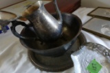 LOT OF SILVER PLATE COFFEE POT SERVING BOWL BY GORHAM AND HAMMERED SERVING