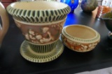 3 PC ROSEVILLE DONATELLO PITCHER FLOWER POT AND BOWL