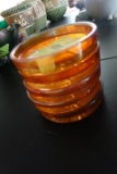 5 ORANGE CARNIVAL GLASS COASTERS