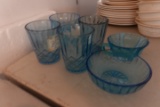 6 PC INCLUDING 3 AUNT POLLY BLUE TUMBLERS AND MORE