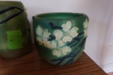 EARLY ROSEVILLE PLANTER DOGWOOD PATTERN LETTER R ON BOTTOM APPROX 6 X 6