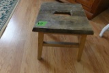 SMALL WOODEN STEP STOOL WITH CUT OUT HANDLE APPROX 12 INCH