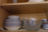 CONTENTS OF KITCHEN CABINET INCLUDING CHINA SERVING BOWLS MIXING BOWLS AND