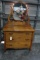 ANTIQUE OAK 3 DRAWER DRESSER WITH MIRROR AND CARVED FRAME