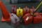 LOT OF 8 FUEL CANS AND 2 TRAFFIC CONES