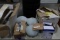 TABLE LOT INCLUDING COACH LIGHT BLOCKS CEILING LIGHT FIXTURES OUTDOOR LIGHT