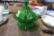 GREEN GLASS COVERED CANDY