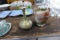 GOLD PLATED BUD VASE WITH HAND PAINTED DESIGN AND HAND PAINTED NIPPON BUD V