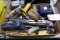 BOX LOT TOOLS INCLUDING CHISELS BITS STAPLERS CHALK LINE AND MORE