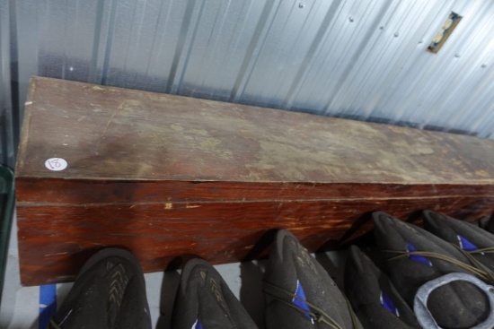 CUSTOM BUILT WOODEN GUN BOX APPROX 5 FEET X 10 INCH X 10 INCH