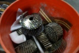 BUCKET LOT INCLUDING ROLLS OF NAILS