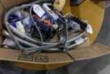 TABLE LOT INCLUDING STAINLESS STEEL WATER HEATER CONNECTORS STAPLE GUN PVC