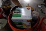 BUCKET INCLUDING FLOOD LIGHT BULBS LARGE DRIVER RATCHET STRAP FASTENERS ETC