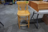 NATURAL FINISH HIGH BACK BAR STOOL