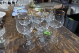 6 CRYSTAL WINE GLASSES WITH GOLD TRIM