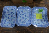 VINTAGE CERAMIC PORCELAIN JAPANESE PINK AND FLORAL SUSHI TRAY AND 2 CURVED