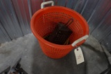 PLASTIC BASKET WITH NYLON STRAPS ETC