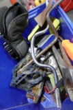 BOX WITH MISC TOOLS INCLUDING OPEN END WRENCHES SCREW DRIVERS POLE SAWS SPA