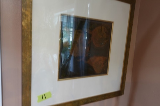 CONTEMPORARY PAINTING FRAMED UNDER GLASS 27 X 27