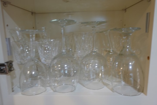 CABINET FULL OF CRYSTAL STEMWARE AND BAR WARE