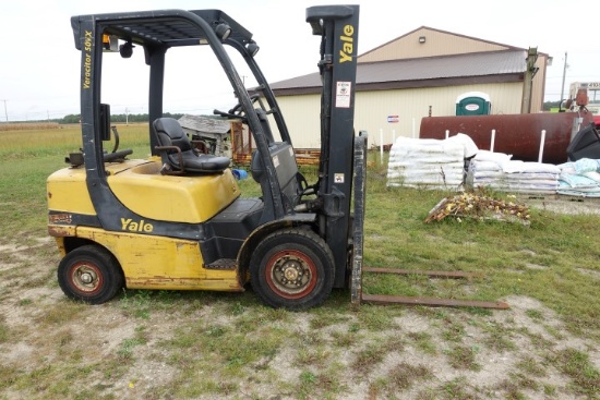 #5901 YALE FORKLIFT PROPANE 3 STAGE HRS UNKNOWN HARD TIRES 2.2 L ENG IMPCO