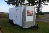 #2208 2017 ARISING TRAILER V NOSE 7000 LB GVW RAMP GATE LADDER RACK SIDE DO