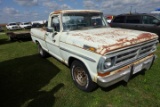 #4601 1971 FORD F100 V8 ENG SHOWING 85886 MILES 3 SPEED MANUAL TRANS SEAT R