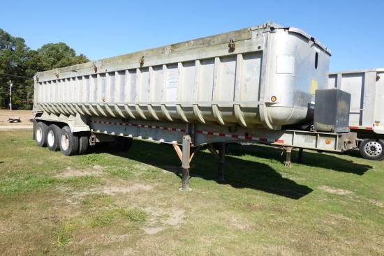 1985 FRUEHAUF 35' ALUM DUMP TRAILER TRIPLE DUALLY HD FRAME APPROX 5' SIDES