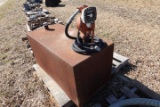 APPROX 100 GAL STEEL FUEL TANK WITH MANUAL GAS BOY PUMP