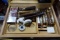 TOBACCO HUMIDOR 14 X 10 X 7 WITH CIGARS AND ANTIQUE PORCELAIN PIPE