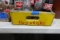 YELLOW WOODEN COCA COLA CRATE FULL OF COLLECTIBLE COCA COLA AND SODA BOTTLE