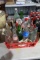 RED PLASTIC COCA COLA CRATE FULL OF COLLECTIBLE COKE AND SODA BOTTLES