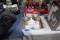 BOX LOT INCLUDING MEOW BUILDINGS AND GLASS TABLE LAMPS