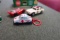 BOX OF SMALL MATCHBOX TYPE CARS AND MINI CARS AND MINI ROAD SIGNS AND PARTS