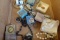 BOX LOT WITH 1971 US COIN BOOK EARLY DRESSER WAYNE PINS COSTUME JEWERLY AND