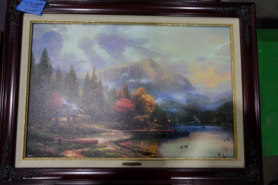 THOMAS KINCAID LITHO 1 OF 1999 TITLED END OF PERFECT DAY WITH CERTIFICATE O
