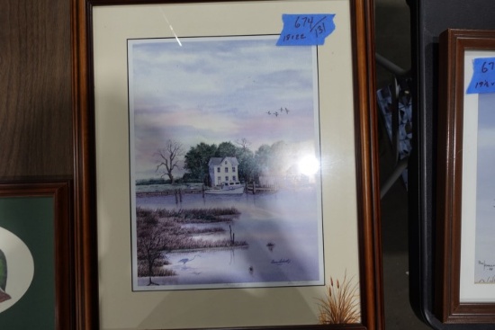 GROVER CANTWELL PRINT SIGNED REMARKED 179/300 TANGIER ISLAND FRAMED UNDER G