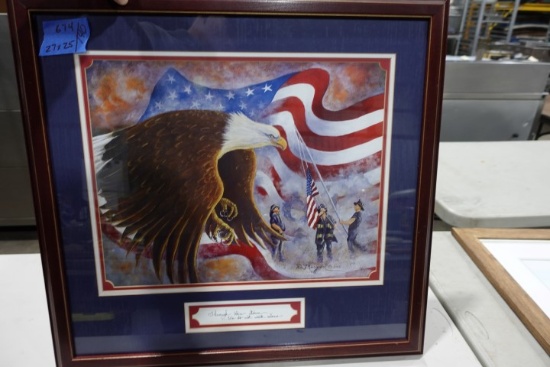 D MORGAN 2001 PRINT TITLED THROUGH THIS STORM WE DO NOT WALK ALONE FRAMED U