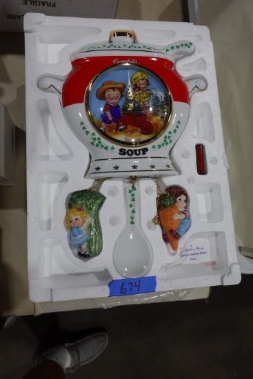 DANBERRY MINT CAMPBELL SOUP CLOCK APPROX 15 INCH NEW IN BOX