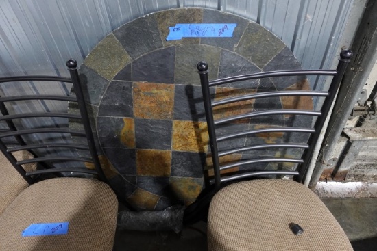 STONE TOP TABLE 48 " ACROSS WITH FOUR MATCHING CHAIRS