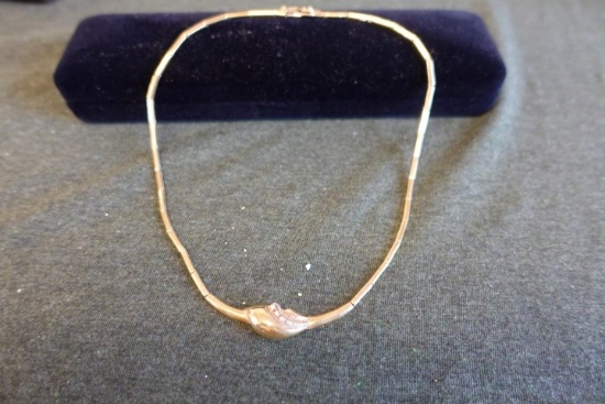 16 1/2 " 14 KT GOLD NECKLACE WITH DIAMOND CHIPS 12.7 DWT