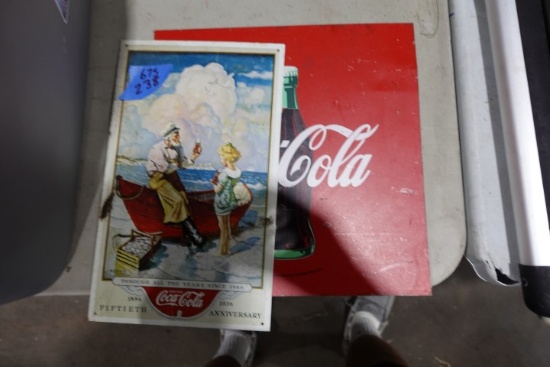 TWO METAL COKE ADVERTISINGS