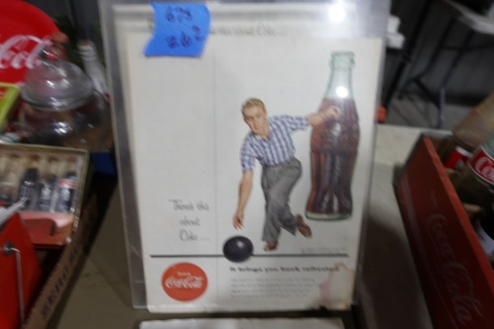 TWO VINTAGE COCA COLA ADS IN PLASTIC