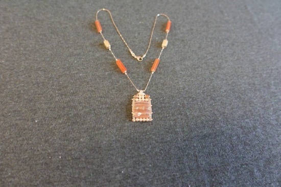 16" 18 KT GOLD NECKLACE WITH STERRY TOPAZ TYPE STONES 7.8 DWT