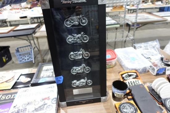 LEGENDARY HARLEY DAVIDSON RACING MACHINE FRAMED UNDER GLASS