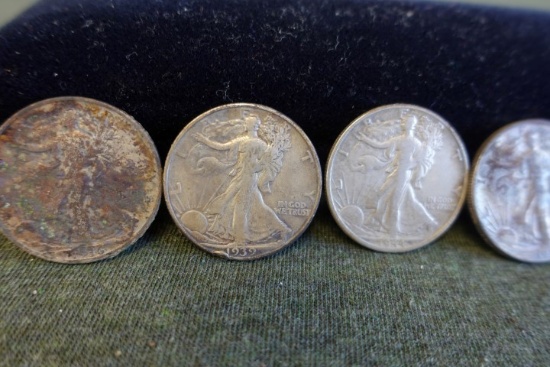 3 LIBERTY STANDING 1/2 DOLLARS D MINT MARKED 1936 1939 1941 1942 1943 1944