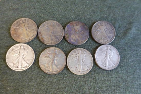 8 LIBERTY STANDING 1/2 DOLLARS S MINT MARKED 1933 1939 1940 1941 1942 1943