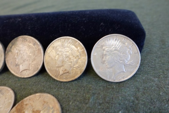 7 PEACE SILVER DOLLARS 5 1922 1923 1924